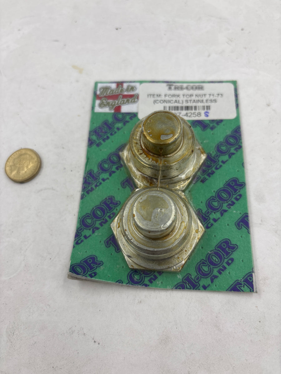 974258S - 1971/72 STAINLESS FORK CAP NUT Prs
