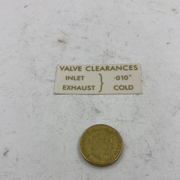 A51 - .010 VALVE CLEARANCE DECAL GOLD